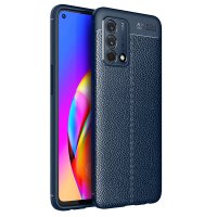 Newface Oppo A74 4G Kılıf Focus Derili Silikon - Lacivert