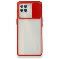 Newface Oppo Reno 4 Lite Kılıf Palm Buzlu Kamera Sürgülü Silikon - Kırmızı