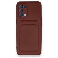 Newface Oppo Reno 5 Kılıf Kelvin Kartvizitli Silikon - Bordo