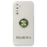 Newface Realme 6 Pro Kılıf Gros Yüzüklü Silikon - Yeşil