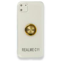 Newface Realme C11 Kılıf Gros Yüzüklü Silikon - Gold