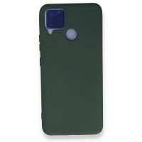 Newface Realme C15 Kılıf Nano içi Kadife Silikon - Koyu Yeşil