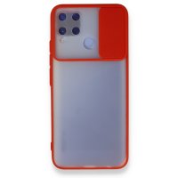 Newface Realme C15 Kılıf Palm Buzlu Kamera Sürgülü Silikon - Kırmızı