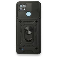 Newface Realme C21 Kılıf Pars Lens Yüzüklü Silikon - Siyah
