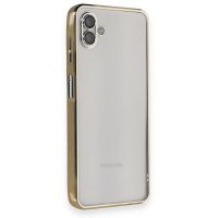 Newface Samsung Galaxy A04 Kılıf Razer Lensli Silikon - Gold