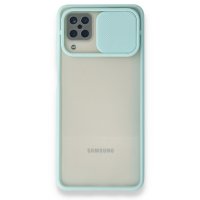 Newface Samsung Galaxy A12 Kılıf Palm Buzlu Kamera Sürgülü Silikon - Turkuaz