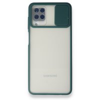 Newface Samsung Galaxy M12 Kılıf Palm Buzlu Kamera Sürgülü Silikon - Yeşil