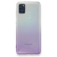 Newface Samsung Galaxy A21S Kılıf Lüx Çift Renkli Silikon - Mor