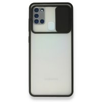 Newface Samsung Galaxy A21S Kılıf Palm Buzlu Kamera Sürgülü Silikon - Siyah