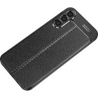 Newface Samsung Galaxy A24 4G Kılıf Focus Derili Silikon - Siyah