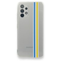 Newface Samsung Galaxy A32 Kılıf Prime Silikon - Mavi-Sarı