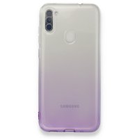 Newface Samsung Galaxy M11 Kılıf Lüx Çift Renkli Silikon - Mor
