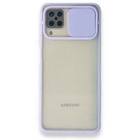 Newface Samsung Galaxy M12 Kılıf Palm Buzlu Kamera Sürgülü Silikon - Lila