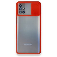 Newface Samsung Galaxy M31S Kılıf Palm Buzlu Kamera Sürgülü Silikon - Kırmızı