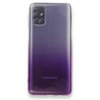 Newface Samsung Galaxy M51 Kılıf Lüx Çift Renkli Silikon - Mor