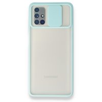 Newface Samsung Galaxy M51 Kılıf Palm Buzlu Kamera Sürgülü Silikon - Turkuaz