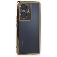 Newface Vivo V29 Lite Kılıf Razer Lensli Silikon - Gold