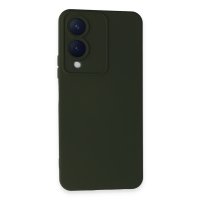 Newface Vivo Y17S Kılıf Nano içi Kadife Silikon - Koyu Yeşil