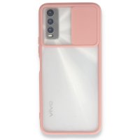 Newface Vivo Y20 Kılıf Palm Buzlu Kamera Sürgülü Silikon - Pembe