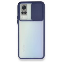Newface Vivo Y31 2021 Kılıf Palm Buzlu Kamera Sürgülü Silikon - Lacivert