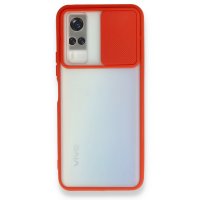Newface Vivo Y51 Kılıf Palm Buzlu Kamera Sürgülü Silikon - Kırmızı