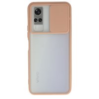 Newface Vivo Y51 Kılıf Palm Buzlu Kamera Sürgülü Silikon - Pembe