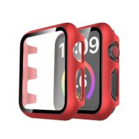 Newface Apple Watch 45mm Camlı Kasa Ekran Koruyucu - Kırmızı