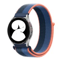 Newface Samsung Galaxy Watch 4 Hasırlı Cırtcırtlı Kordon - Siyah-Mavi