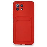 Newface Xiaomi Mi 11 Kılıf Kelvin Kartvizitli Silikon - Kırmızı