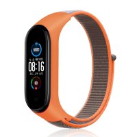 Newface Xiaomi Mi Band 3 Hasırlı Cırtcırtlı Kordon - Turuncu-Gri