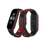 Newface Xiaomi Mi Band 4 Spor Delikli Kordon - Siyah-Kırmızı