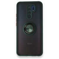 Newface Xiaomi Redmi 9 Kılıf Montreal Yüzüklü Silikon Kapak - Yeşil