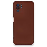 Newface Xiaomi Redmi Note 10S Kılıf Nano içi Kadife Silikon - Kahverengi