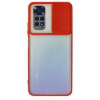 Newface Xiaomi Redmi Note 11 Pro Kılıf Palm Buzlu Kamera Sürgülü Silikon - Kırmızı