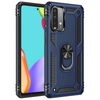 Newface Xiaomi Redmi Note 9 4G Kılıf Sofya Yüzüklü Silikon Kapak - Lacivert