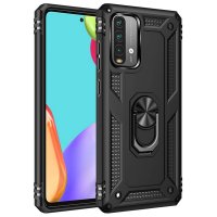 Newface Xiaomi Redmi Note 9 4G Kılıf Sofya Yüzüklü Silikon Kapak - Siyah