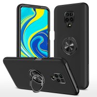 Newface Xiaomi Redmi Note 9 Pro Kılıf Elit Yüzüklü Kapak - Siyah