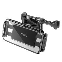 Yesido C117 360 Derece Ayarlanabilir Klipsli Koltuk Arkası Telefon Tablet Tutucu - Siyah