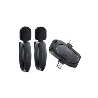 Yesido KR15 3in1 Alıcılı Kablosuz Yapay Zeka Gürültü Engelleyicili Çift Yaka Mikrofonu - Siyah