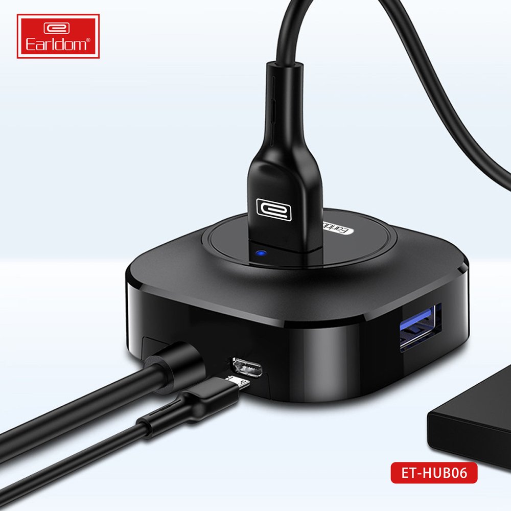 Earldom HUB06 Tak Çalıştır 4 Adet Usb 2.0 Çıkışlı Usb Çoklayıcı - Siyah