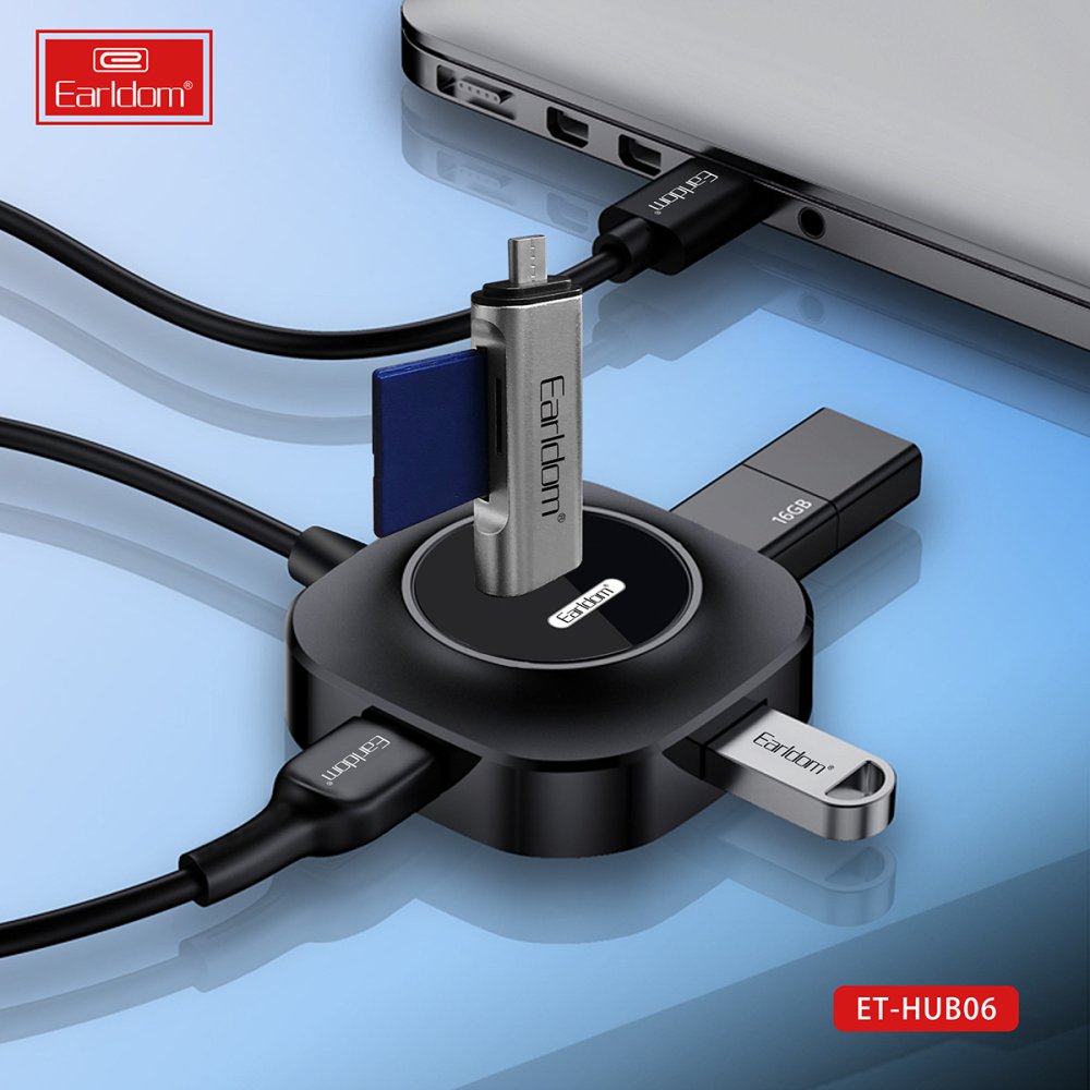 Earldom HUB06 Tak Çalıştır 4 Adet Usb 2.0 Çıkışlı Usb Çoklayıcı - Siyah