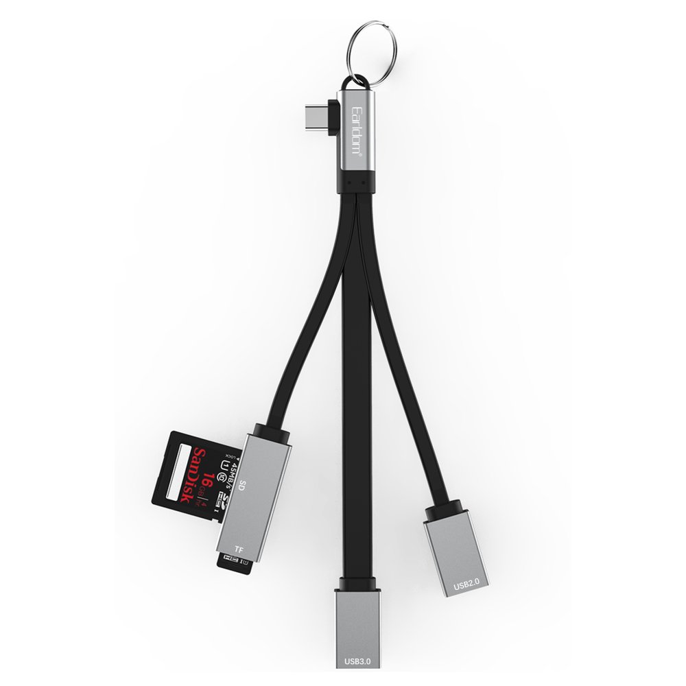 Earldom HUB18C 4in1 Type-C to USB 3.0 / USB 2.0 / SD/TF Kart Dönüştürücü - Siyah