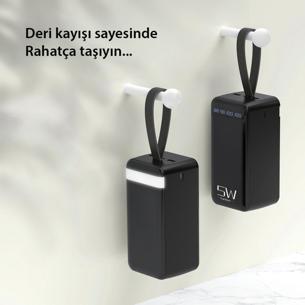 Earldom PB58 50.000 mAh PD Hızlı Şarj Dijital Göstergeli Powerbank - Siyah