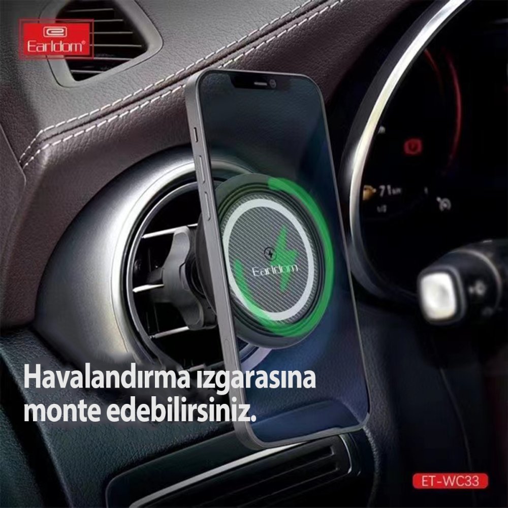 Earldom WC33 Ayarlanabilir Magsafe Araç Tutucu - Siyah