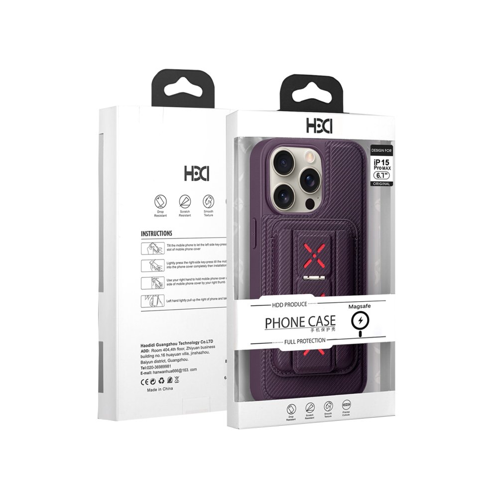 HDD iPhone 11 HBC-258 Hamburg Magnet Kartvizitli Standlı Kapak - Derin Mor