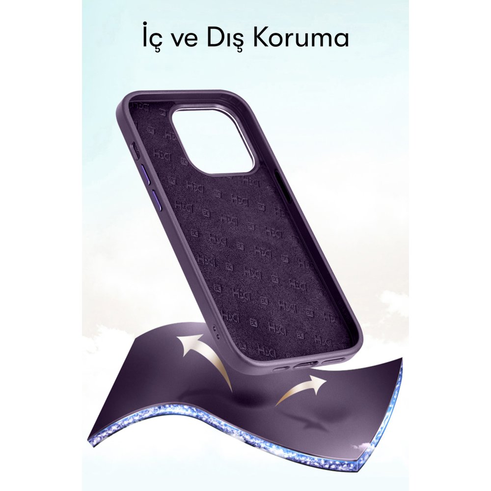 HDD iPhone 15 Pro Kılıf HBC-190 Kolaj Kapak - Derin Mor