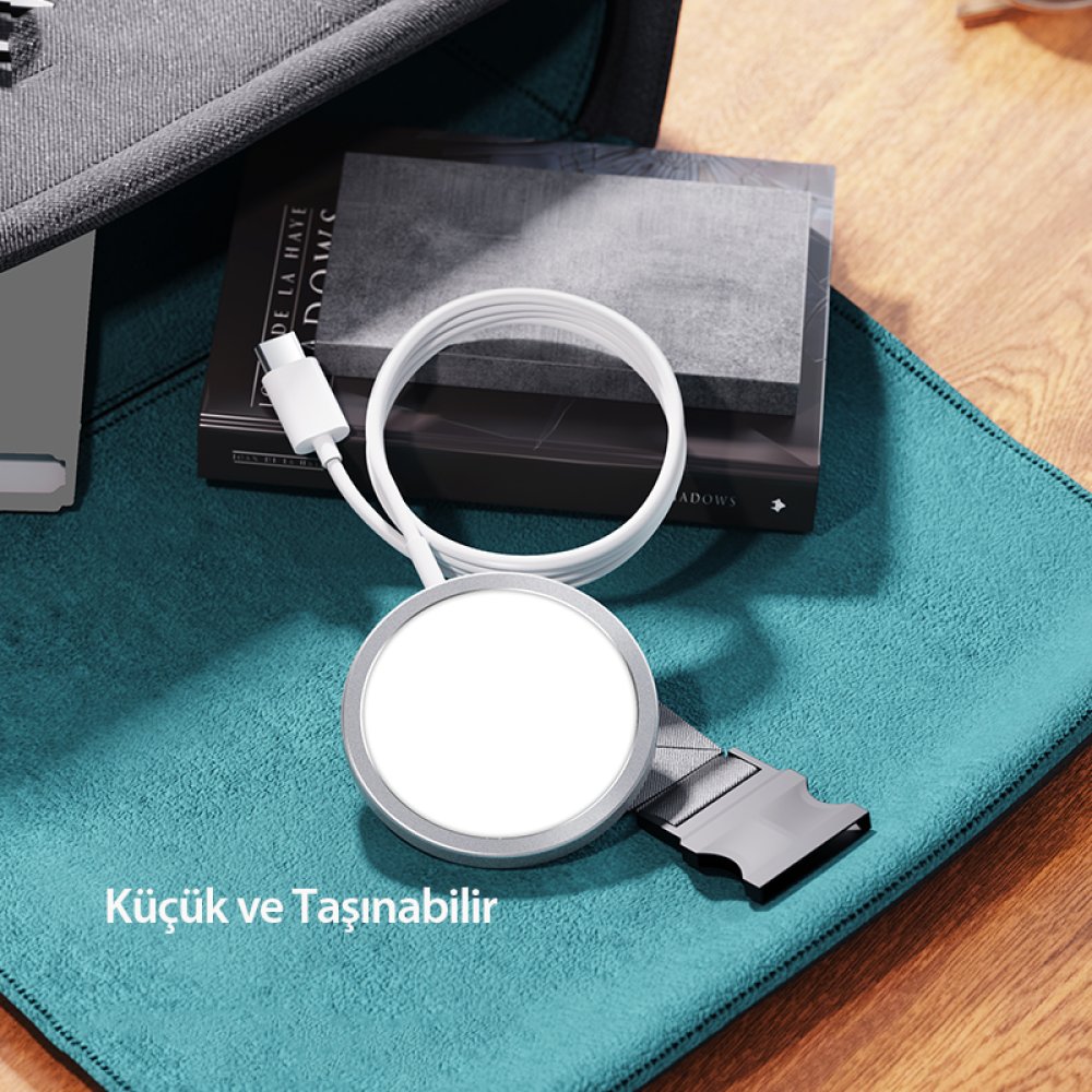 Hoco CW30 Pro 1M Kablosuz Magsafe Şarj Cihazı - Gümüş