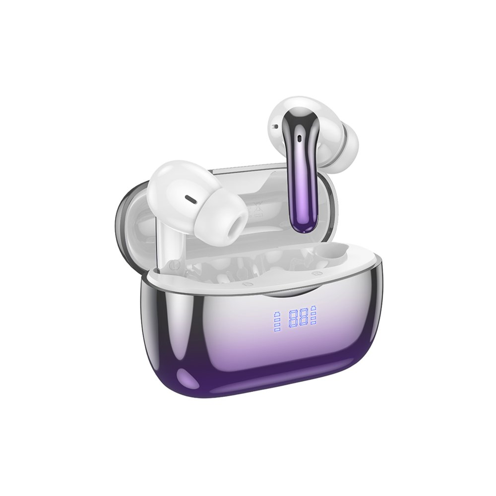 Hoco EQ16 Aktif Gürültü Engelleyici Özellikli Bluetooth 5.3 Kablosuz TWS Airpods Kulaklık - Mor