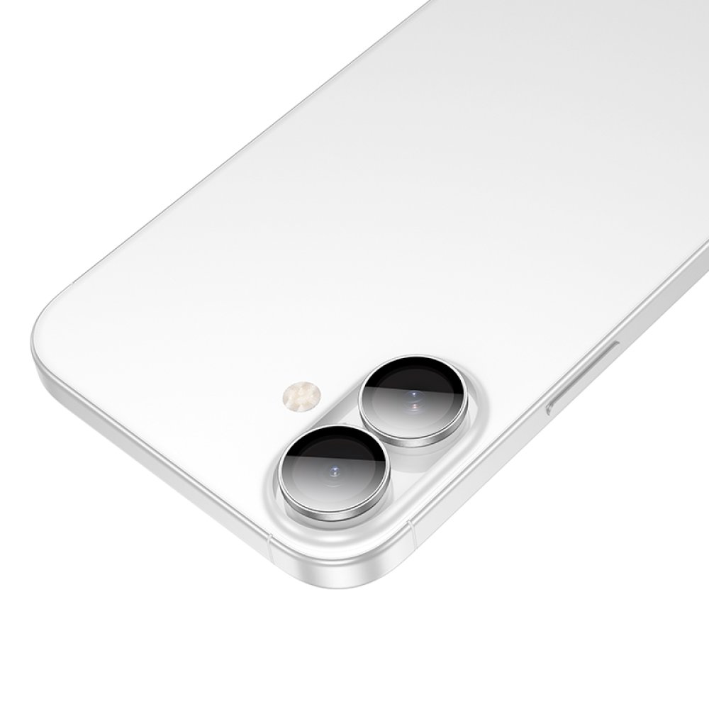 Hoco iPhone 16 Plus 3D Metal Frame Kamera Lens - Gümüş