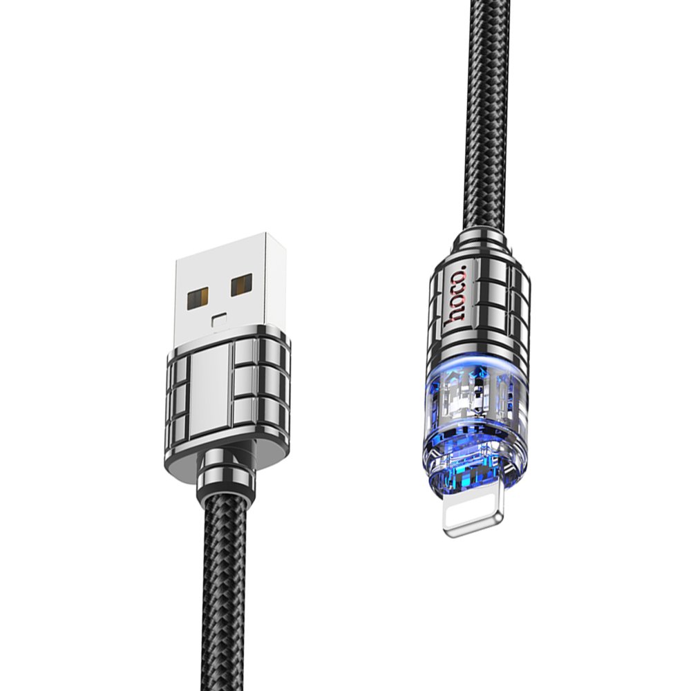 Hoco U122 1.2M Lantern USB to Lightning Şarj Data Kablosu - Siyah